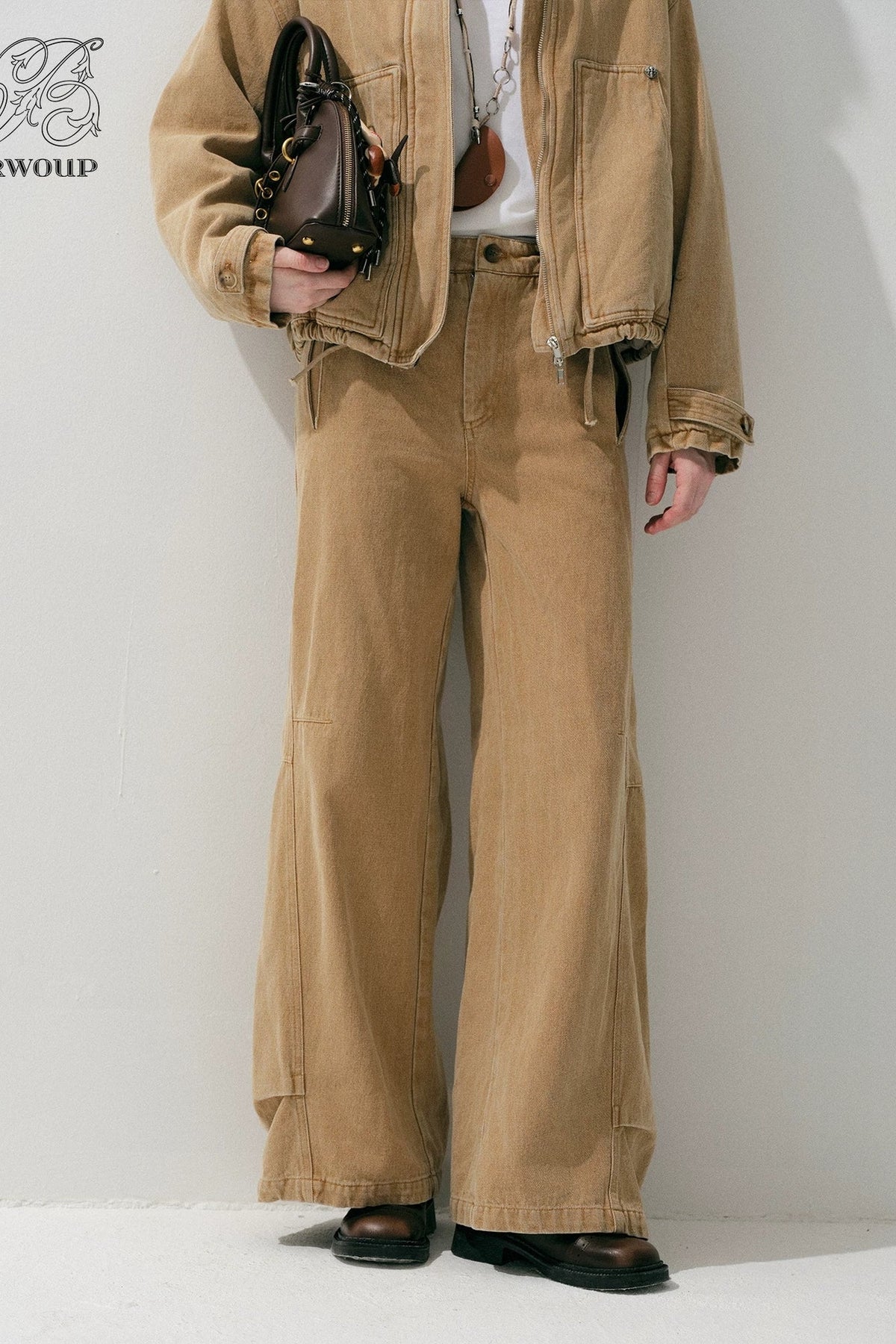 Khaki Straight-Leg Cargo Pants