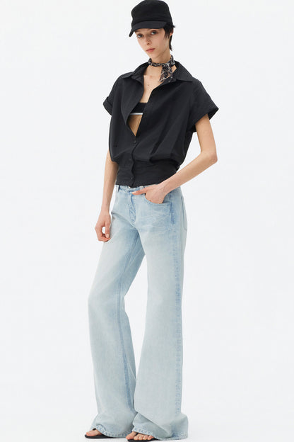 Satin-Like Lyocell Short-Sleeve Shirt