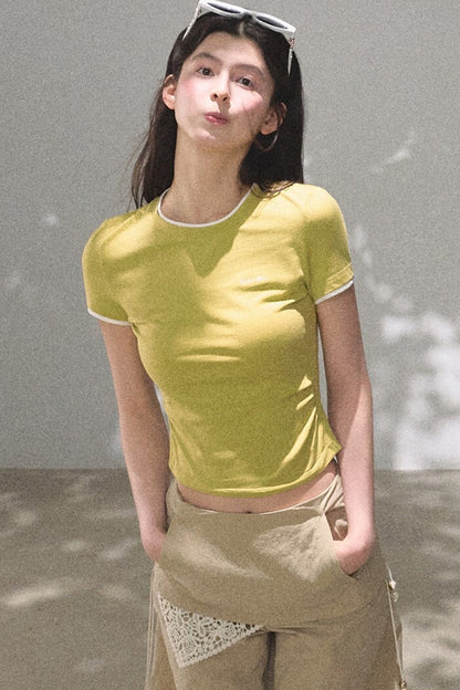Color-Block Embroidered Summer Top