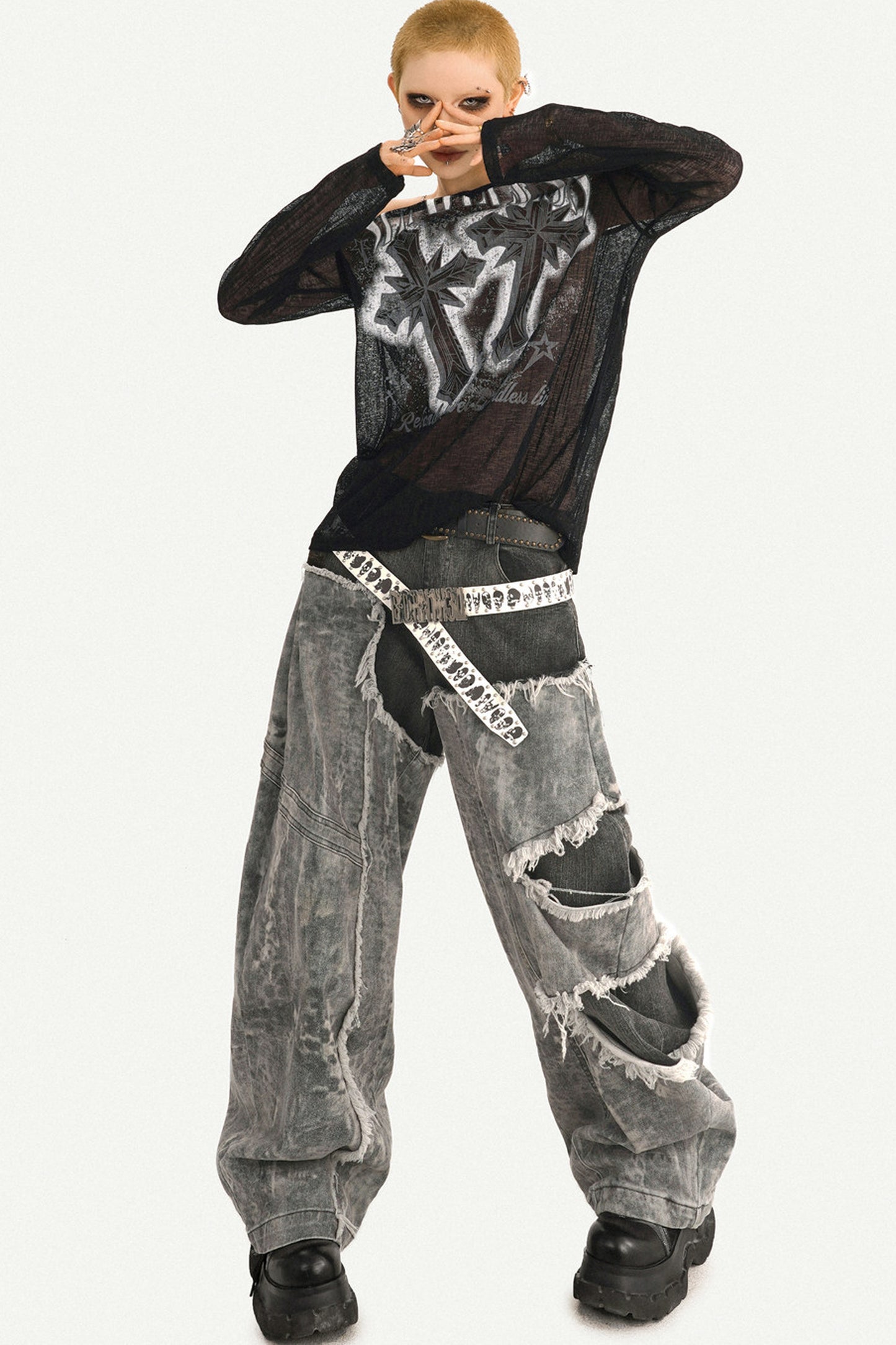 Cyberpunk Off-Shoulder Chain Top