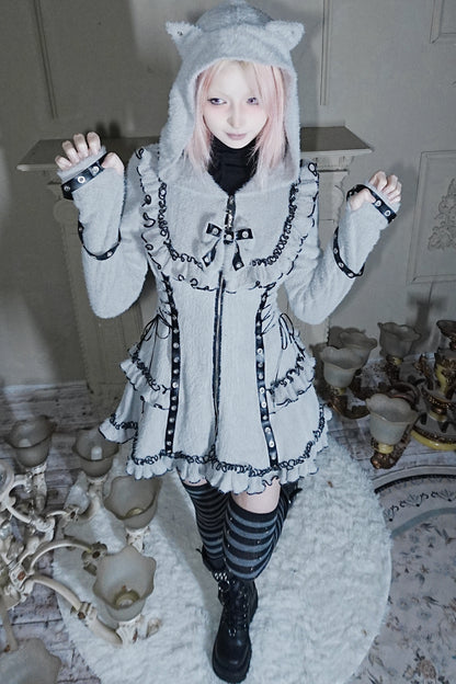 Cat Ear Hooded Plush Dress