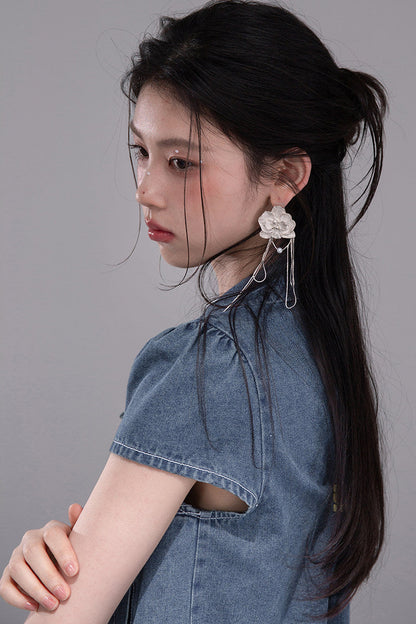 Gentle Denim Cropped Top and Skirt Set