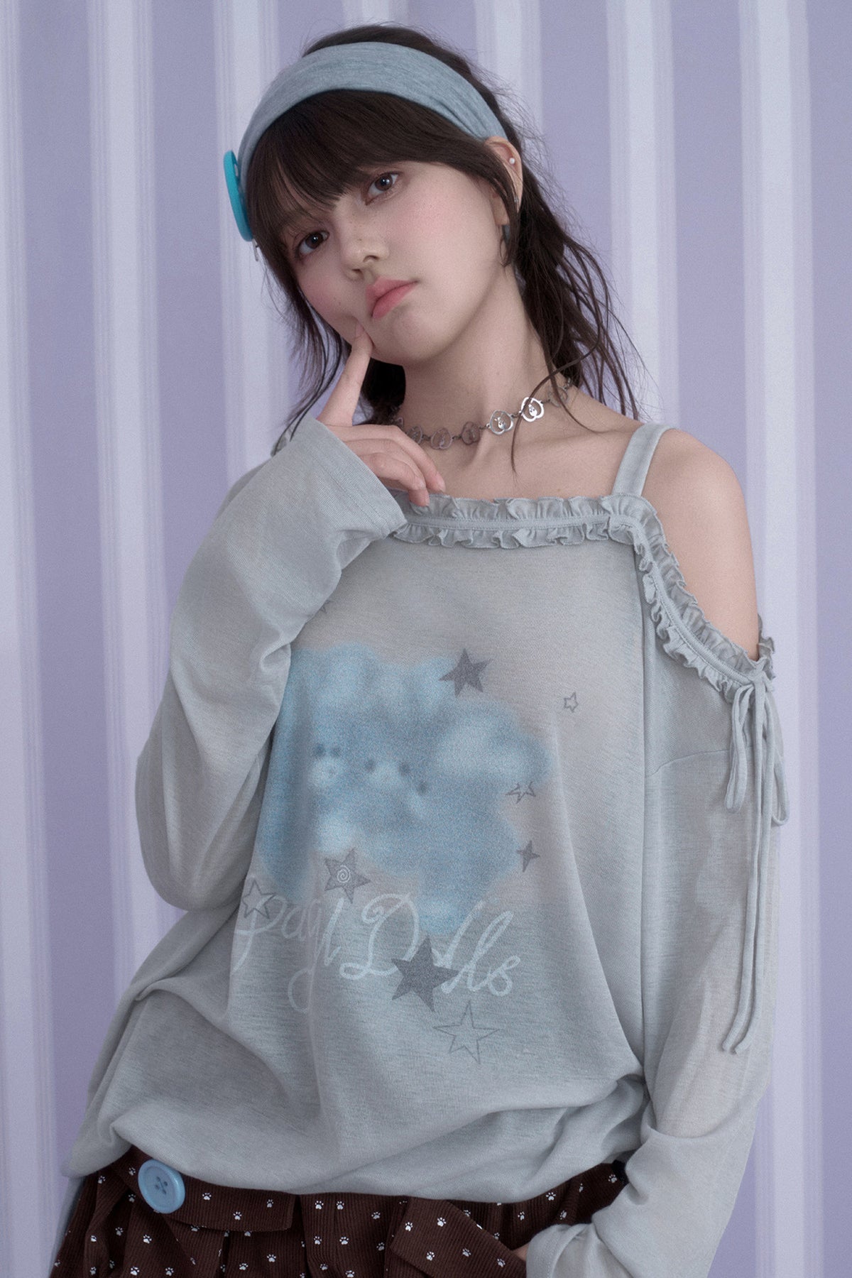Hazy Bunny Off-Shoulder T-Shirt