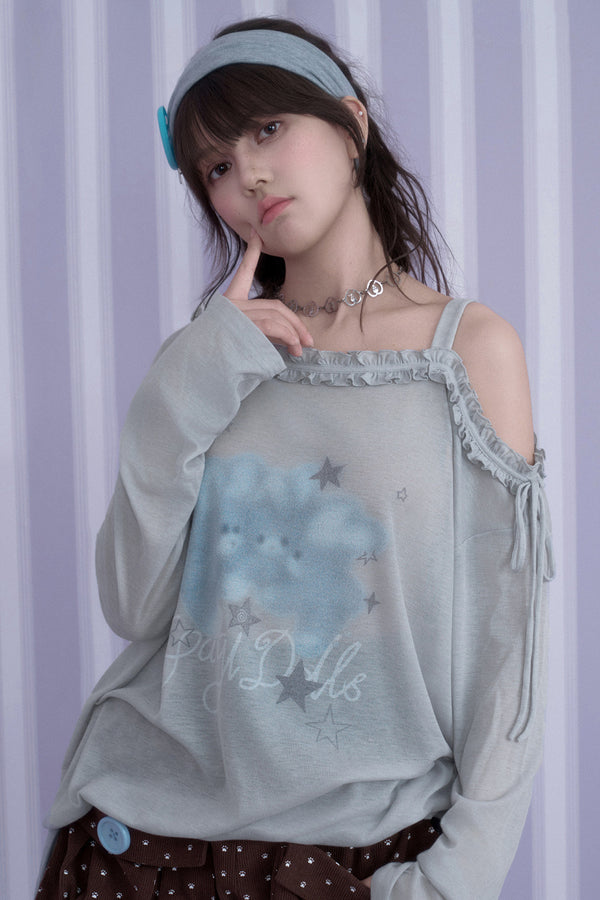 Hazy Bunny Off-Shoulder T-Shirt
