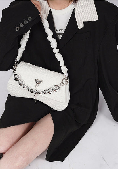 Pearl Pleated Crossbody Bag