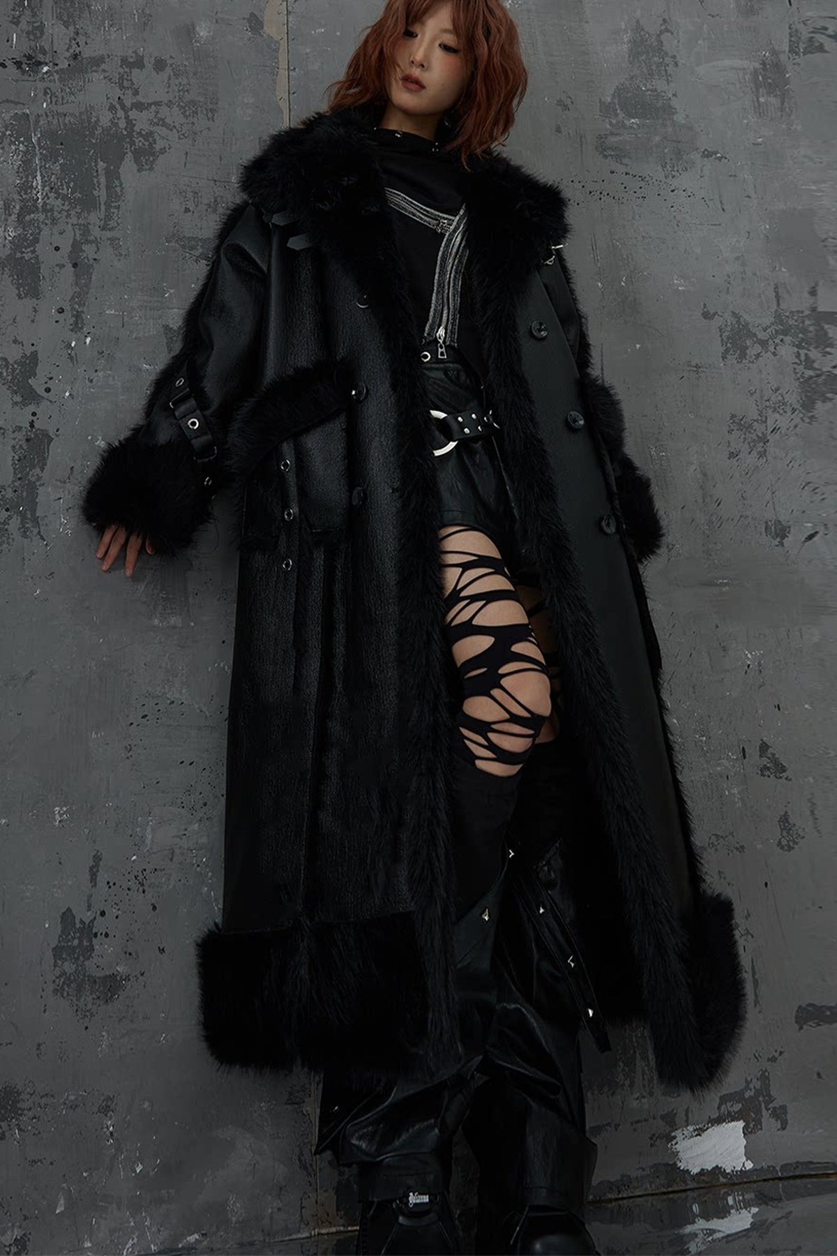 Dark Punk Heavy Industry Faux Fur Coat
