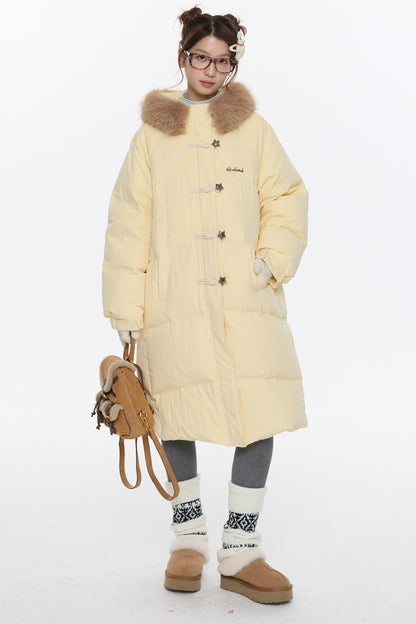 Cream Yellow Horn Button Down Coat