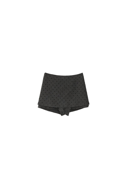 High-Waisted A-Line Polka Dot Layered-Look Skirt