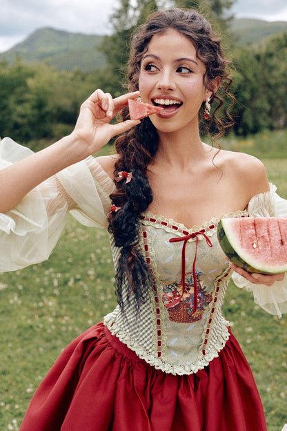 Berry Basket Floral Bra And Short Dress Set-Up
