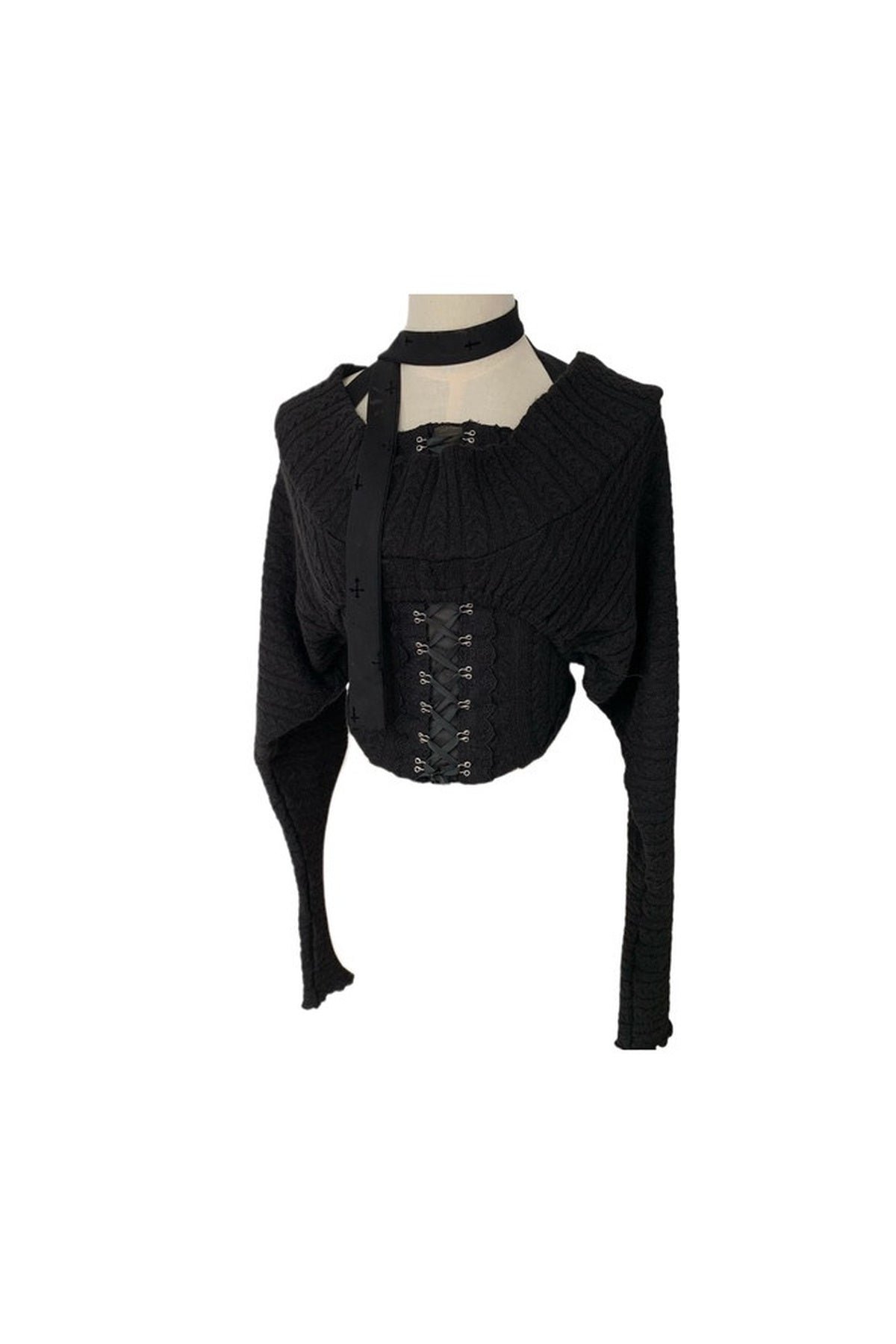 Set di coprispalle in maglia, top a fascia stile corsetto e giacca