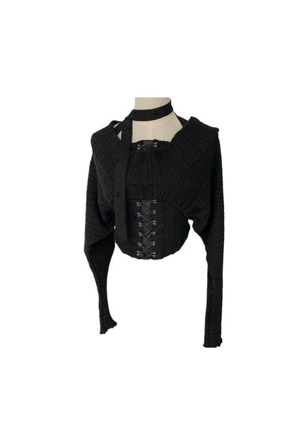 Set di coprispalle in maglia, top a fascia stile corsetto e giacca