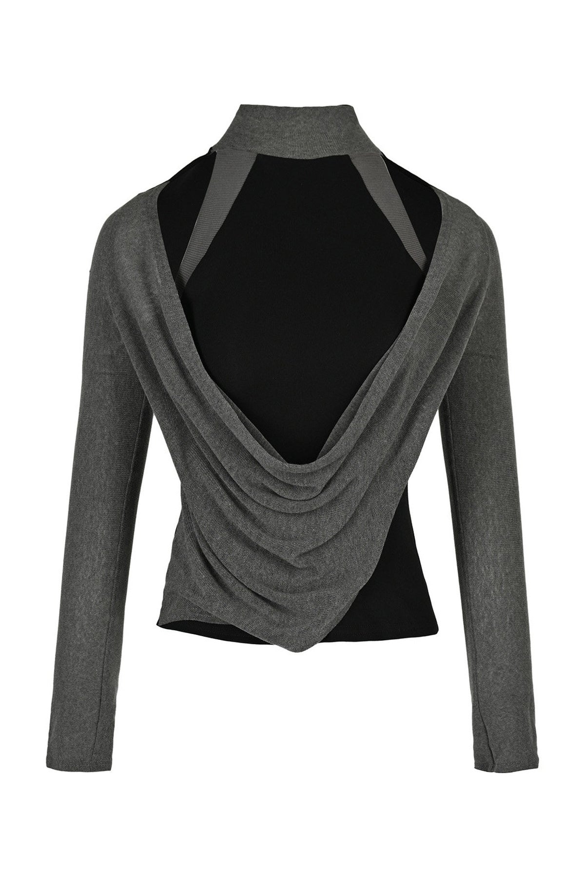 Layered-Look Swing Collar Off-Shoulder T-Shirt