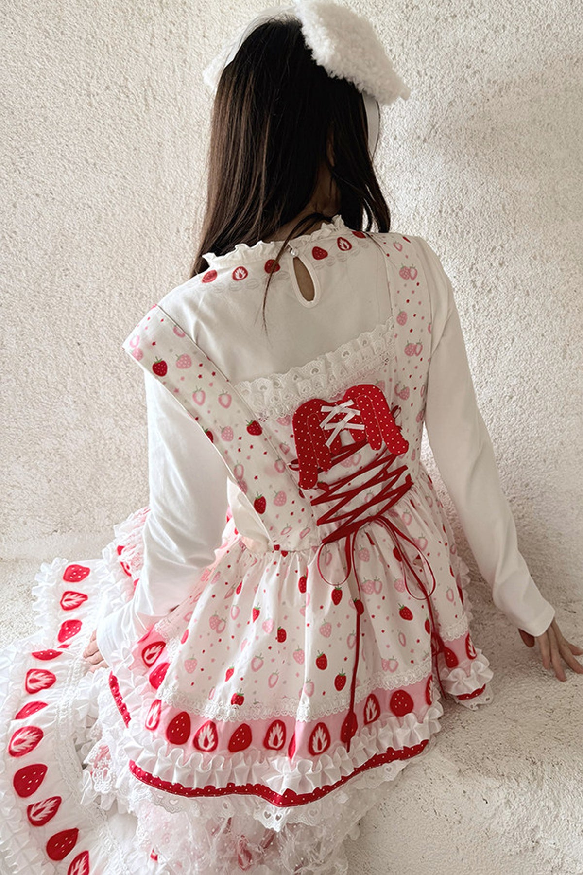 Strawberry Lace Collar Top