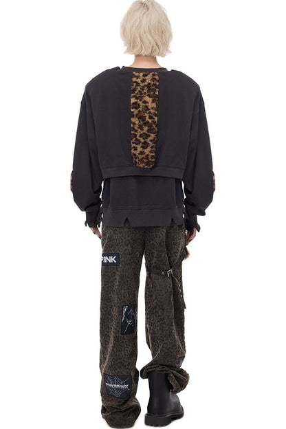 Leopard Print Rock Patch Pants