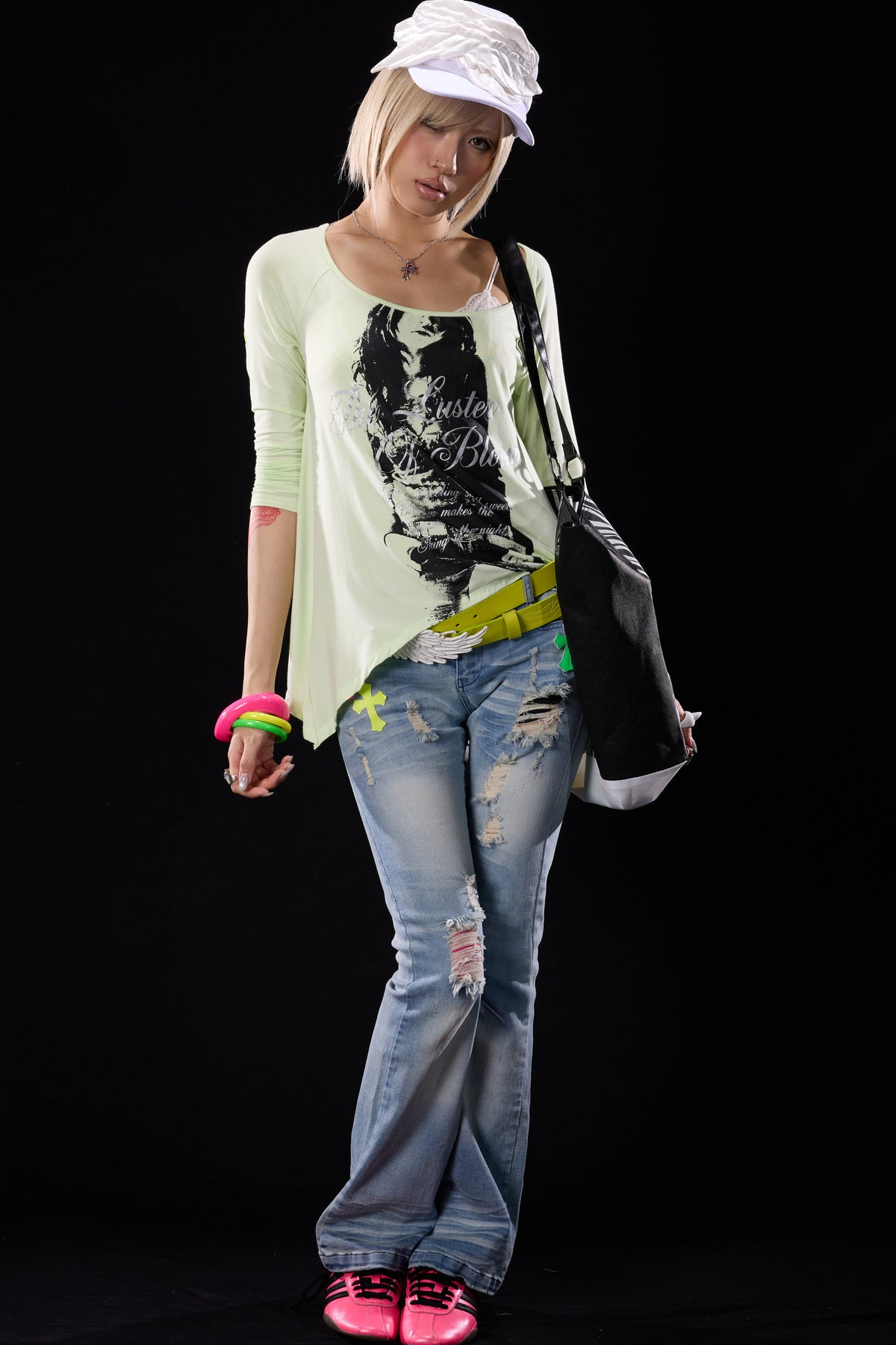Light Blue Ripped Flared Jeans