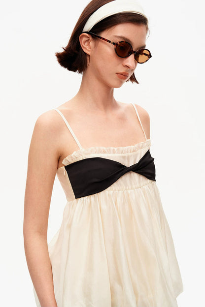 Tencel Knotted Strap Ruffle Tube Top