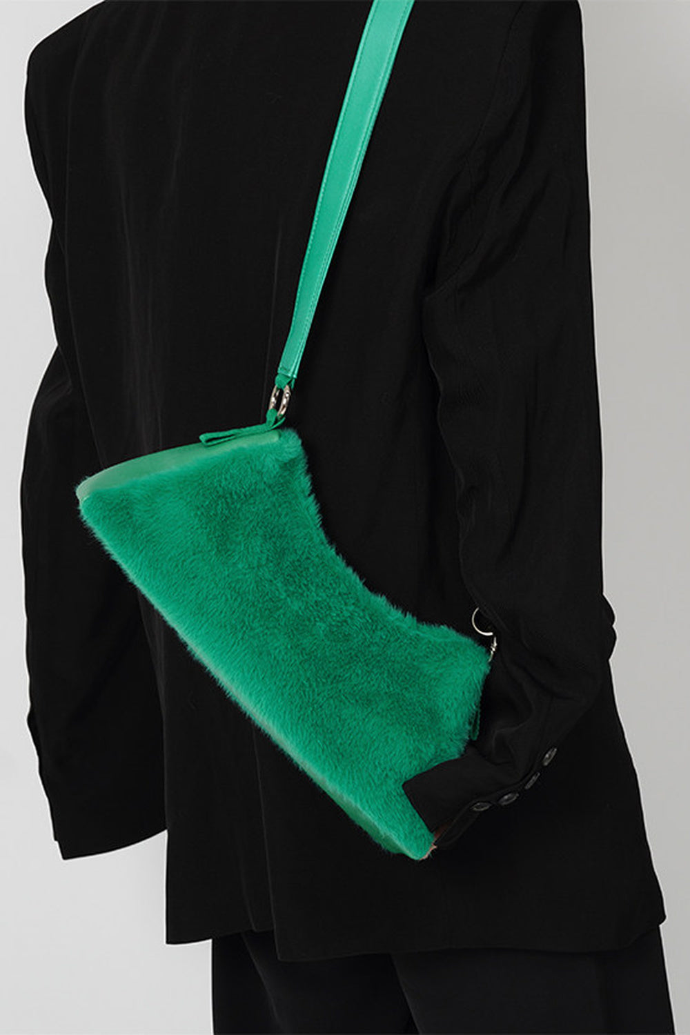 Solid Color Fur Underarm Crossbody Shoulder Bag
