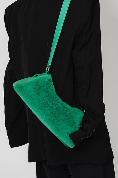 Solid Color Fur Underarm Crossbody Shoulder Bag