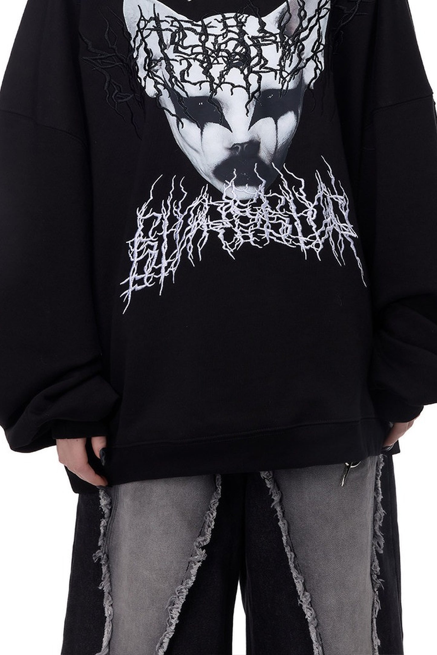 Cat Metal Thorns Heavy Industry Embroidered Blouse