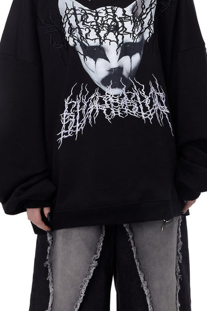 Cat Metal Thorns Heavy Industry Embroidered Blouse