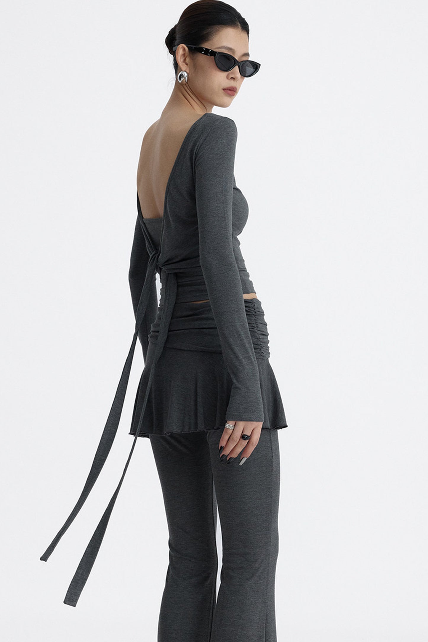 Faux Two-Piece Lyocell Flared Pants Set-Up