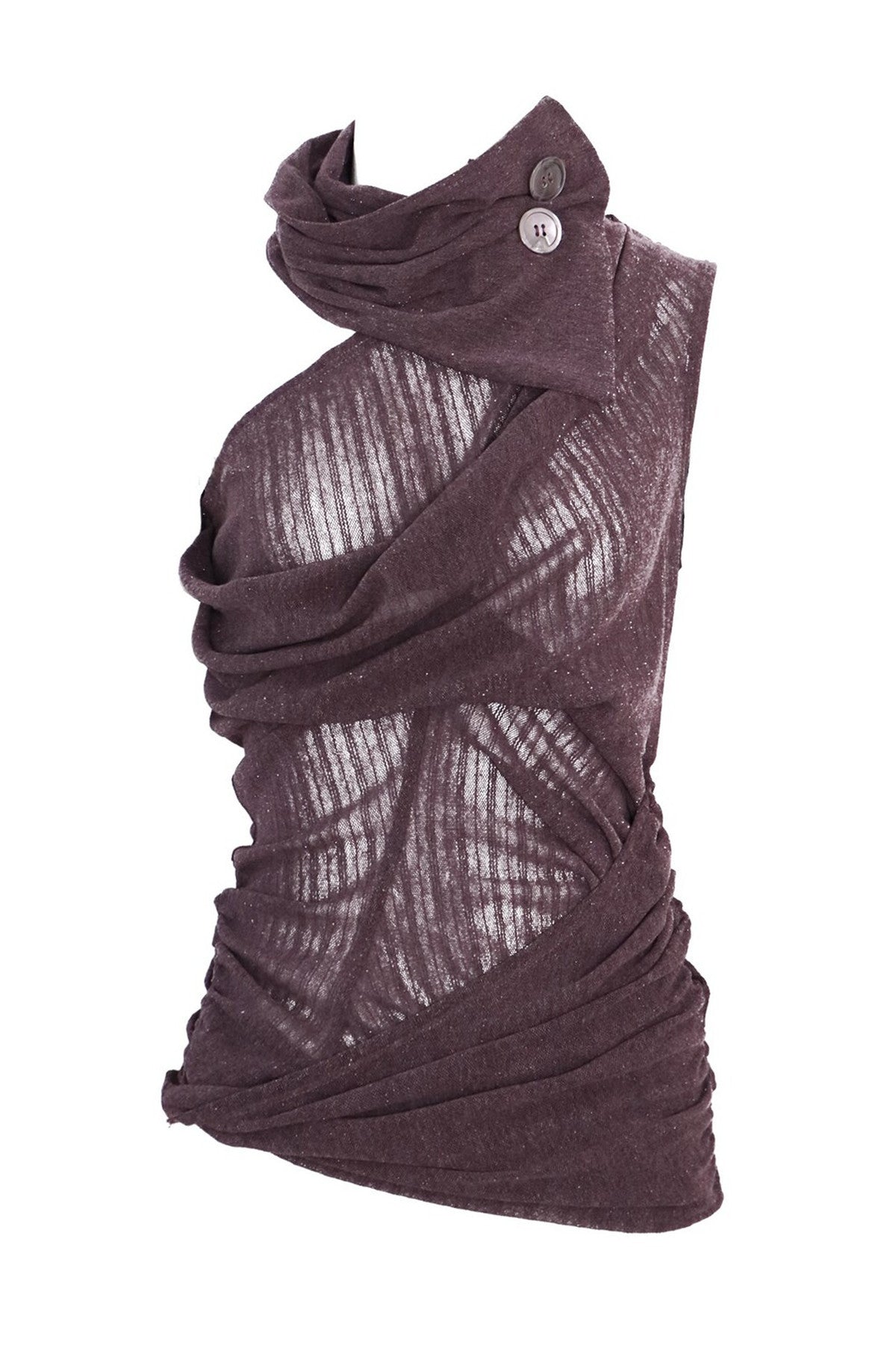 Sleeveless Deconstructed High-Neck Knit Vest