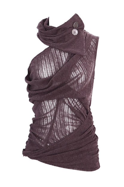 Sleeveless Deconstructed High-Neck Knit Vest