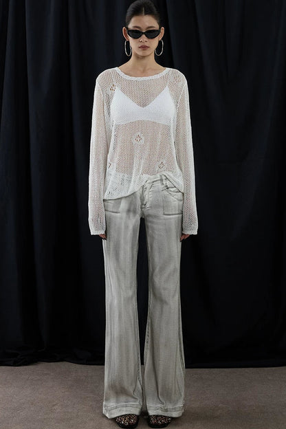 Maglia romantica bianco nuvola con spalle scoperte