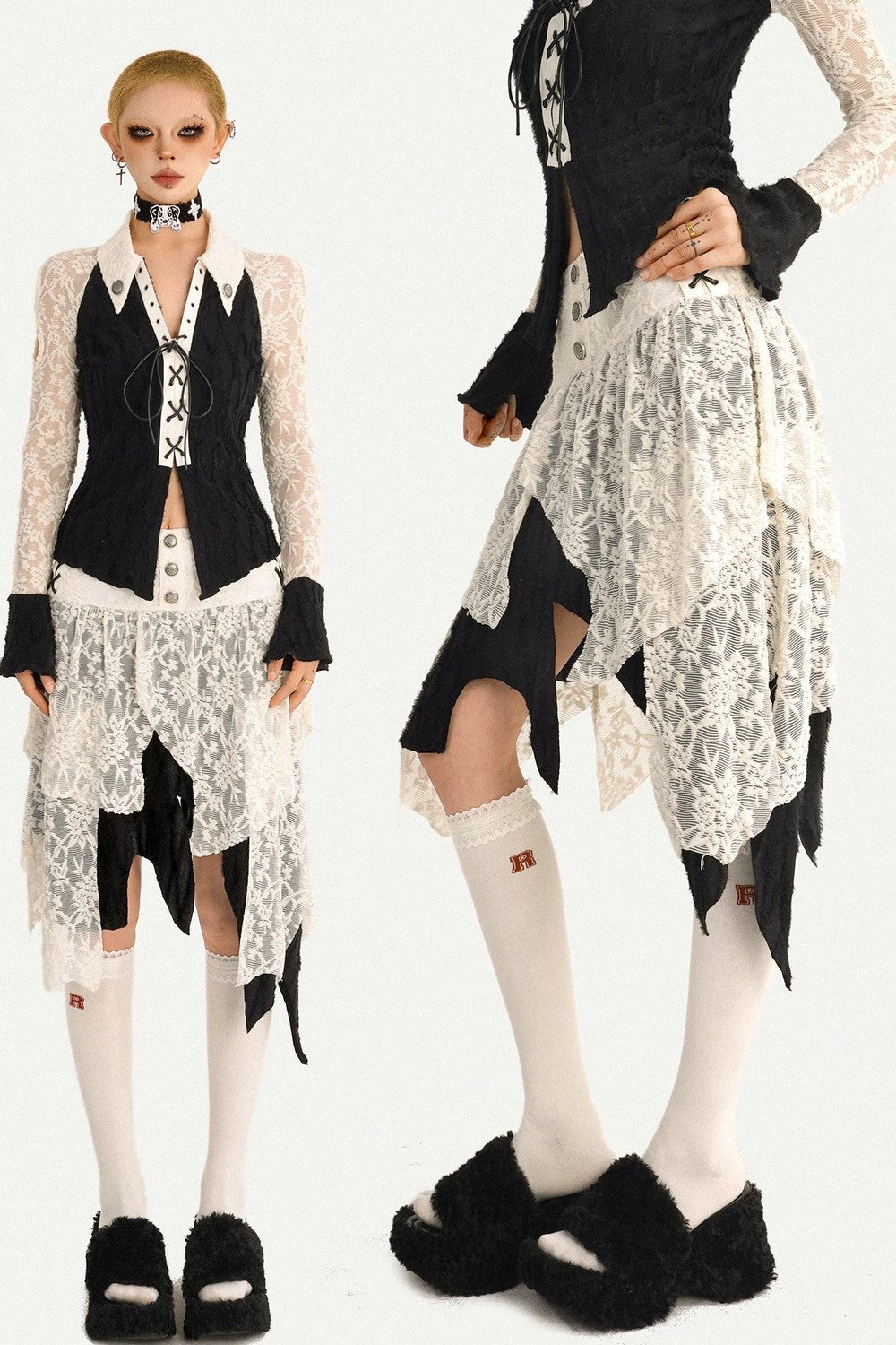 Retro Patchwork Lace Skirt