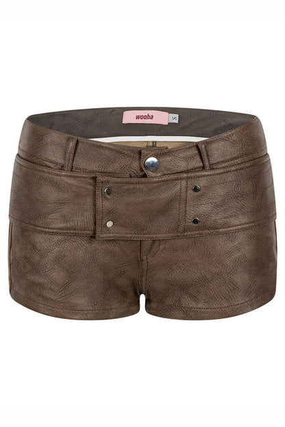 Faux Leather Belted Shorts