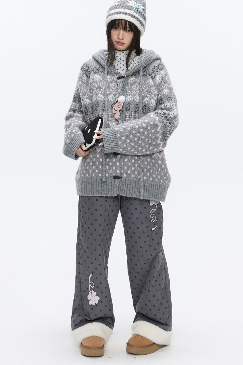 Fair Isle Duffle Button Cardigan