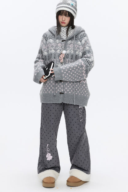Fair Isle Duffle Button Cardigan