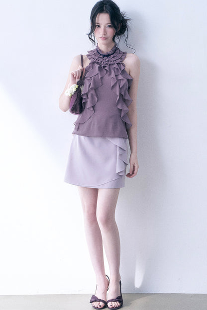 Purple Bow Ruffle Skirt