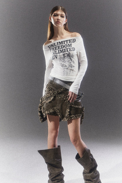 Blusa anime monospalla a maniche lunghe