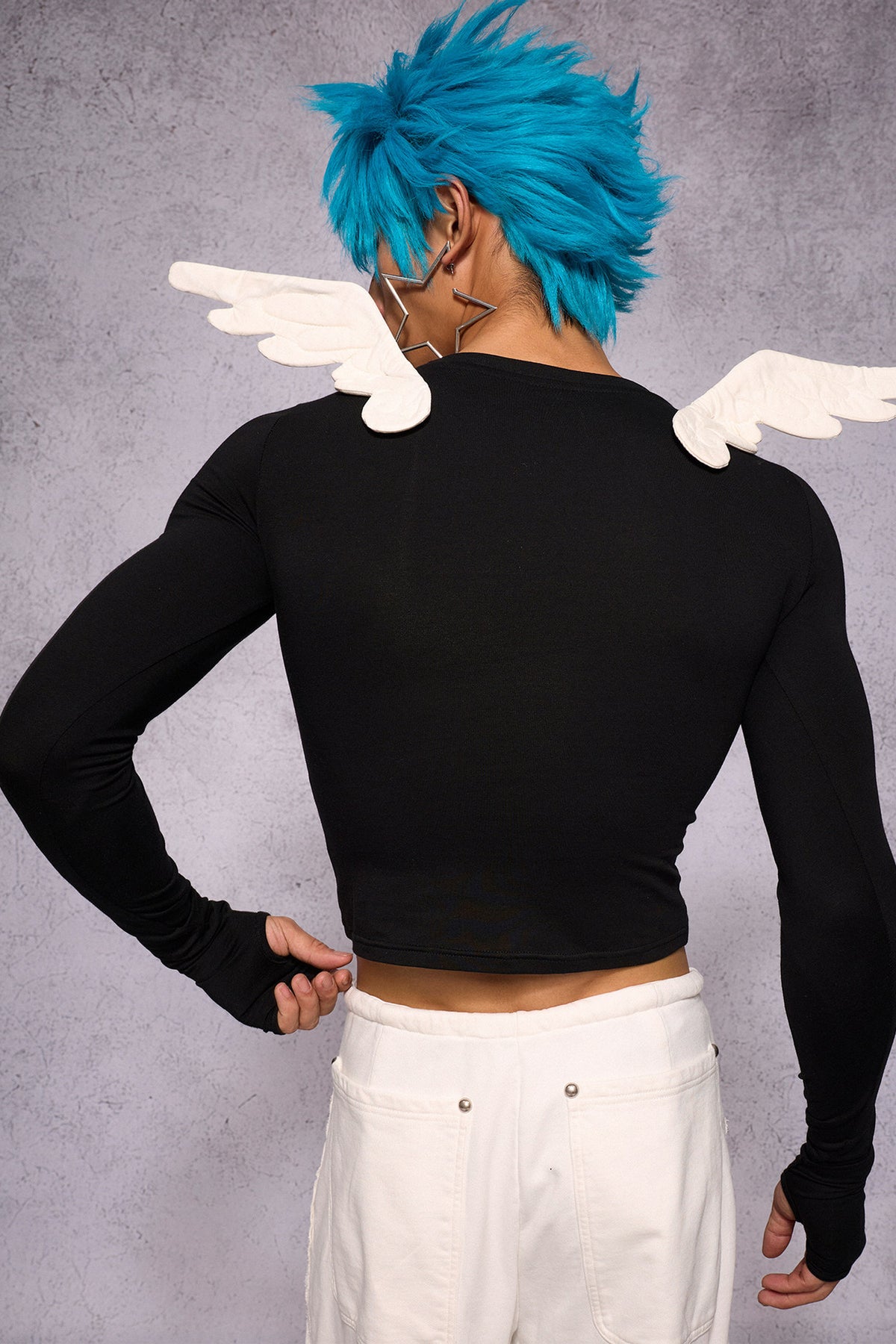 Angel Wings Star Cutout Long-Sleeve Top