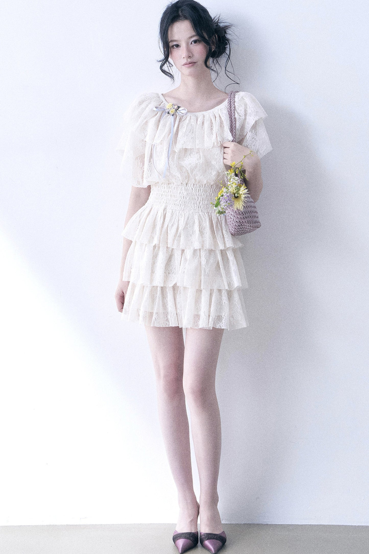 Layered Lace Ruffle Dress