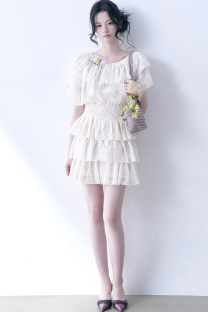Layered Lace Ruffle Dress