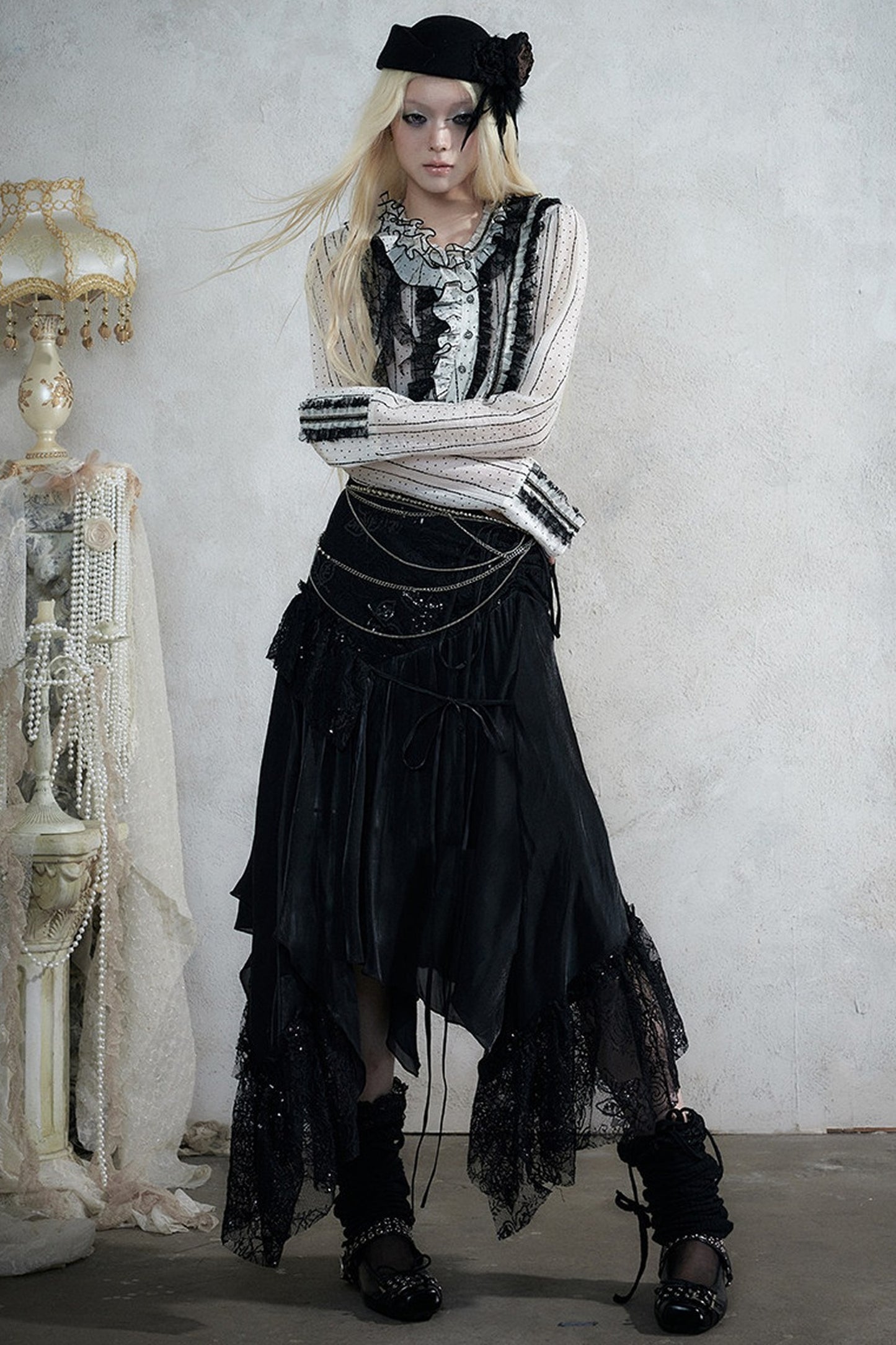 Romantic Lace Chiffon Skirt