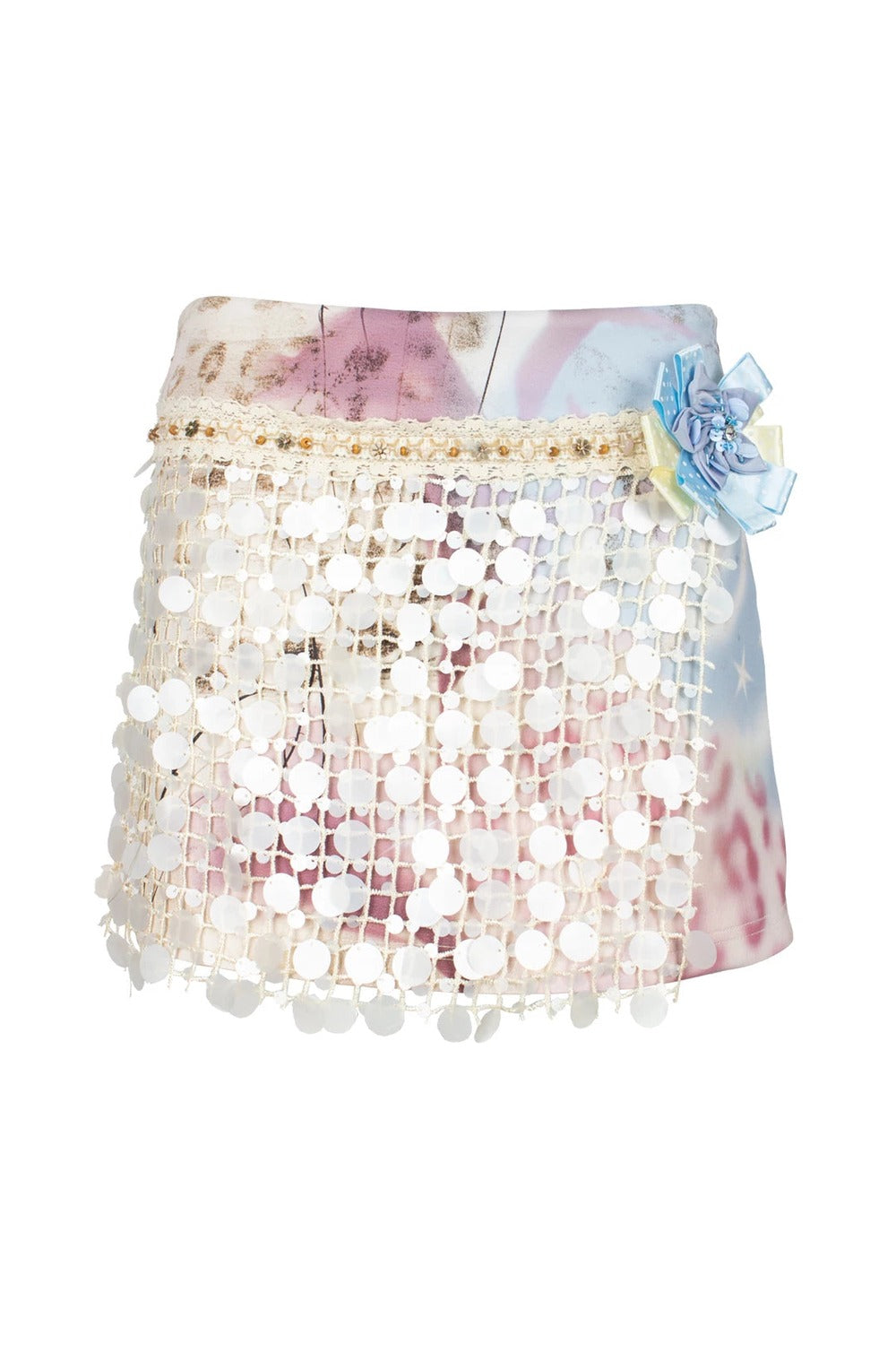 Gonna fantasia floreale con paillettes