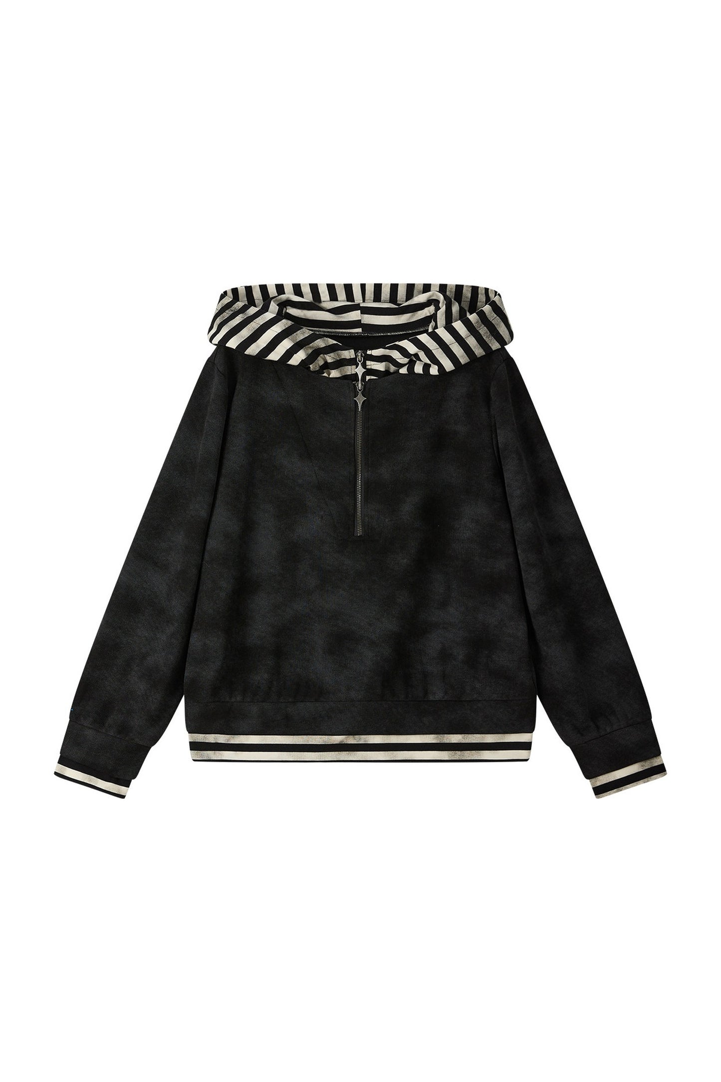 Felpa con cappuccio leggera tie-dye con mezza zip