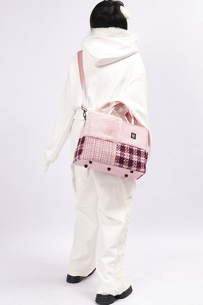 Furry Color-Block Tote Bag