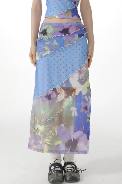 Set mit kurzärmeligem Oberteil mit Aquarell-Blumen- und Schmetterlingsprint