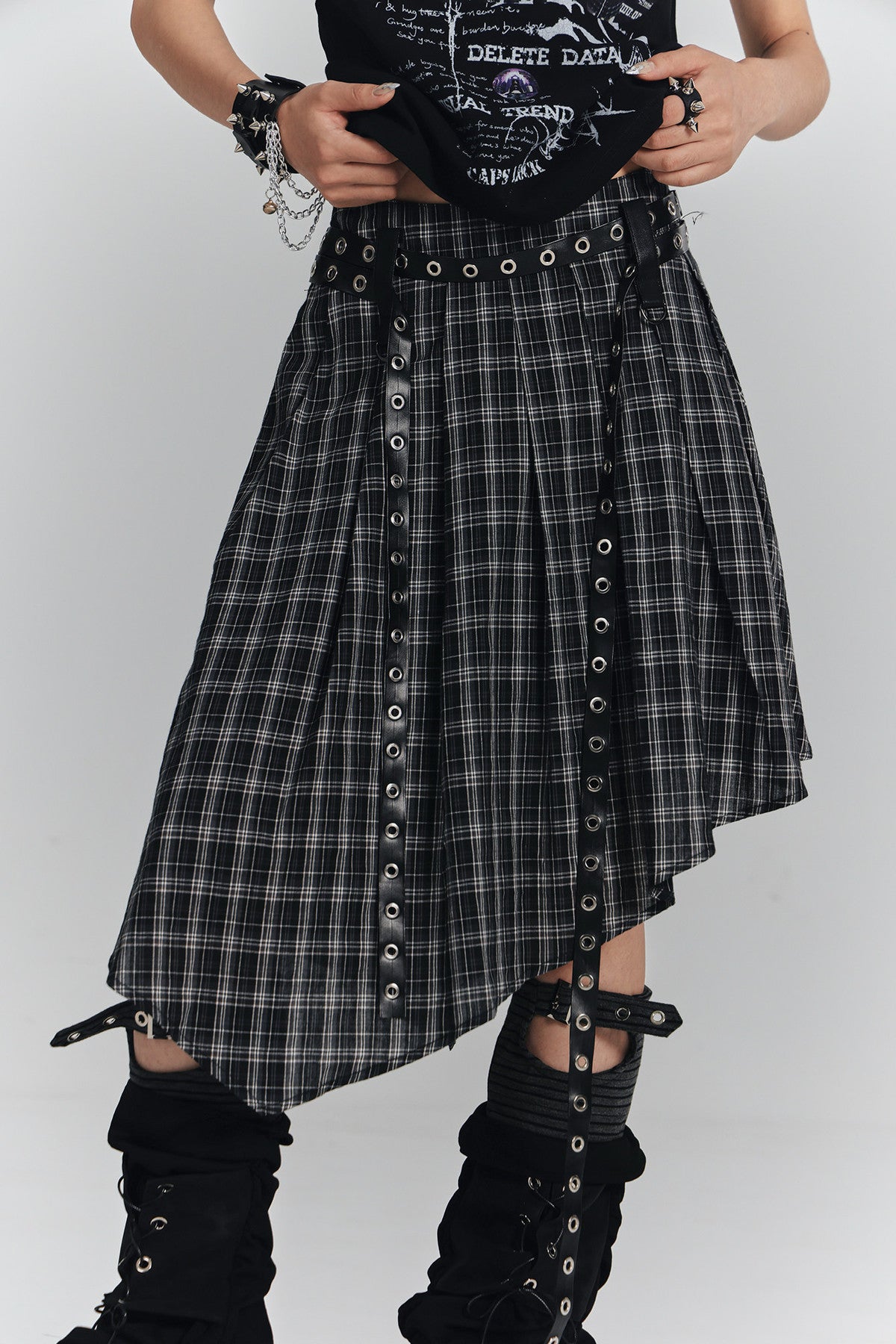 Asymmetrical A-Line Plaid Skirt