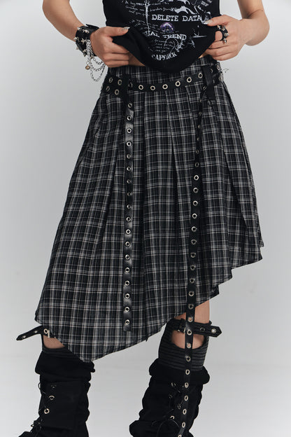 Asymmetrical A-Line Plaid Skirt