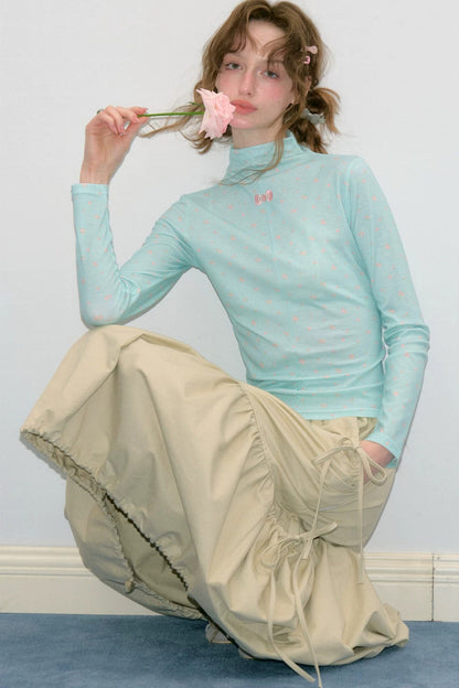 Khaki Slimming Drawstring Skirt