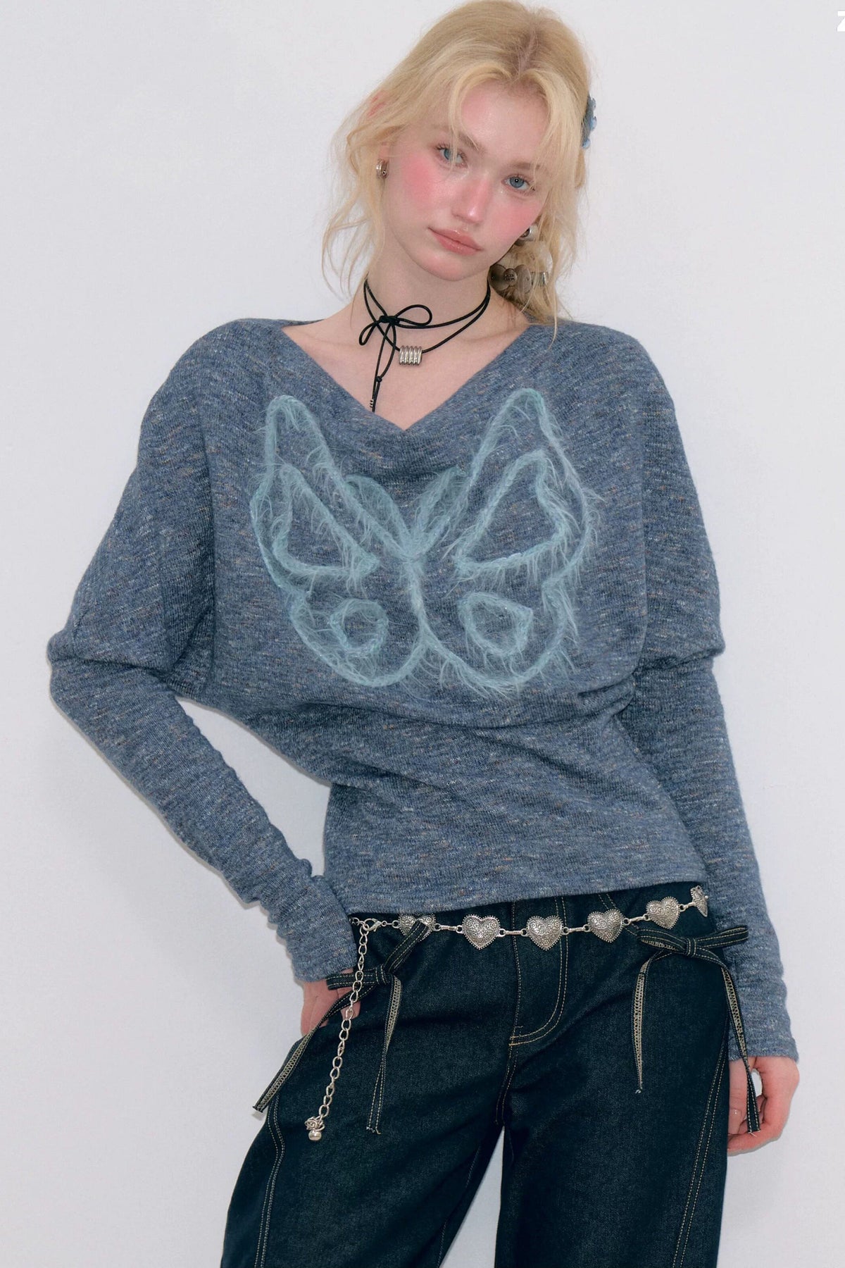 Butterfly Embroidery Base Layer Knit