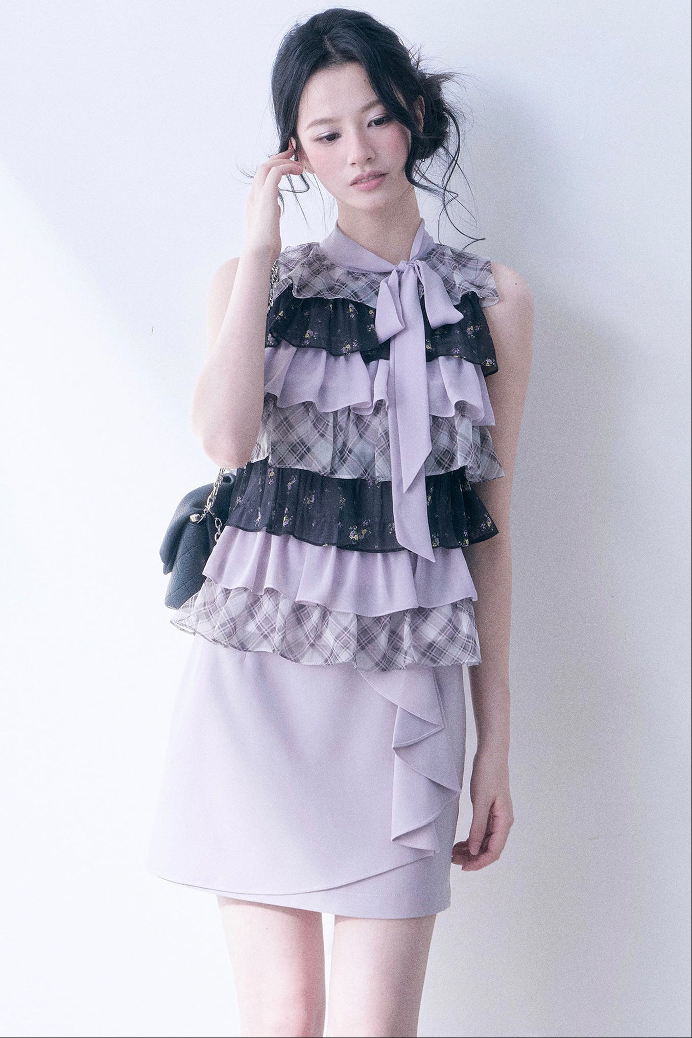 Chiffon Plaid Floral Top