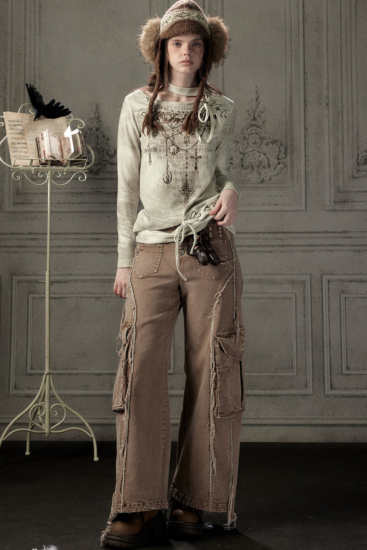 High-Waisted Wide-Leg Cargo Jeans