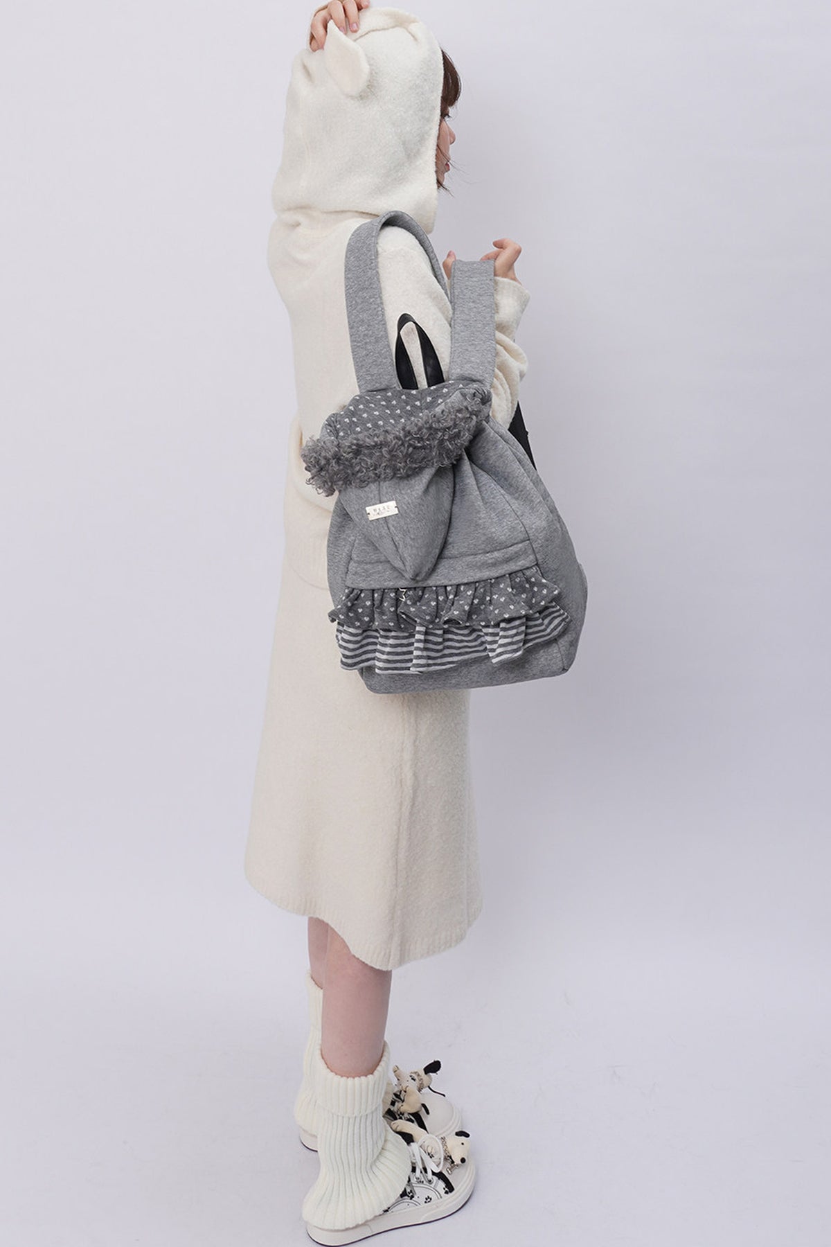Furry Pleated Ballet Backpack