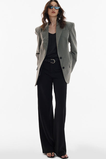Straight-Leg Floor-Length Suit Pants
